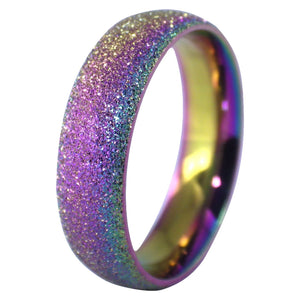 Hypoallergenic Rainbow Stainless Steel Ring - Textured Glitter Finish