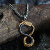 Infinity Ouroboros Necklace Gold Stainless Steel Serpent Dragon Pendant Close View