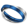 Interlocking Rolling Ring Blue Stainless Steel Opposites Double Band Top