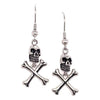 Jolly Roger Earrings Silver Stainless Steel Skull Crossbones Dangle Drops