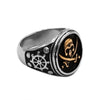 Jolly Roger Signet Ring Stainless Steel Nautical Pirate Skull Band Side View
