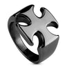 Knights Templar Ring Stainless Steel Black Medieval Maltese Cross Band Side View