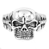 Large Angry Skull Bracelet Silver Stainless Steel Pirate Gothic Biker Cuff