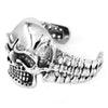 Large Angry Skull Bracelet Silver Stainless Steel Pirate Gothic Biker Cuff