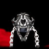 Large Cat Skull Gothic Necklace Stainless Steel Pagan Pendant Open Mouth
