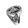 Large Valknut Viking Ring Silver Stainless Steel Norse Wolf Band