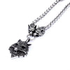 Large Viking Fenrir Wolf Necklace Stainless Steel Geri Freki Wolves Wheat Chain Side