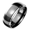 Matching His and Hers Silver and Black Titanium Wedding Bands