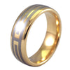 Men's 18K Gold and Silver Tungsten Ring - Domed Wedding Band