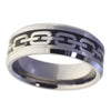Men's Beveled Edge Silver Chain Inlay Tungsten Ring