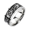 Men's Black and Silver Stainless Steel Tribal Tattoo Ring