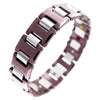 Mens Classic Purple Tungsten Magnetic Link Bracelet Modern Cuff