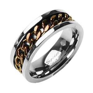 Men's Dark Copper Coffee Titanium Chain Spinner Ring