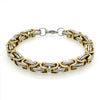 Mens Gold Silver Stainless Steel Byzantine Chain Bracelet 9in 8mm