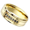 Mens Gold Wedding Band Stainless Steel Cubic Zirconia Modern Bling Ring Bottom View