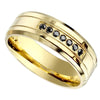 Mens Gold Wedding Band Stainless Steel Cubic Zirconia Modern Bling Ring Top View