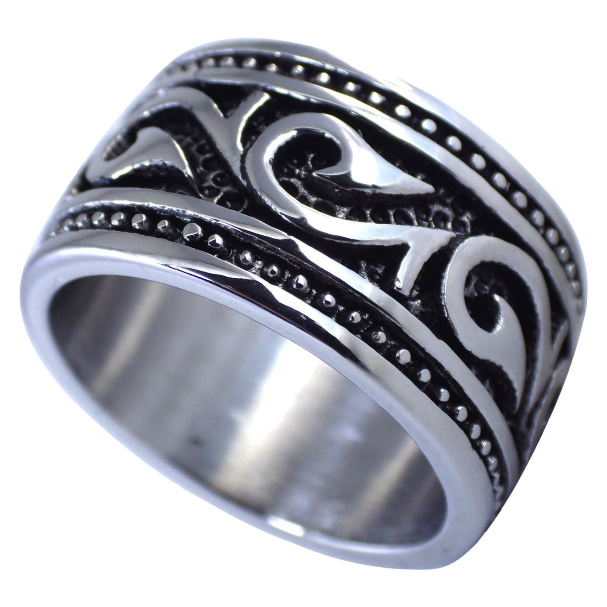 Men's Hawaiian Makau Tribal Hook Stainless Steel Ring - Metal Hei Mata