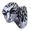Men's Large Wrap Around Stainless Steel Dire Wolf Ring