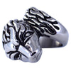 Men's Large Wrap Around Dire Wolf Stainless Steel Ring