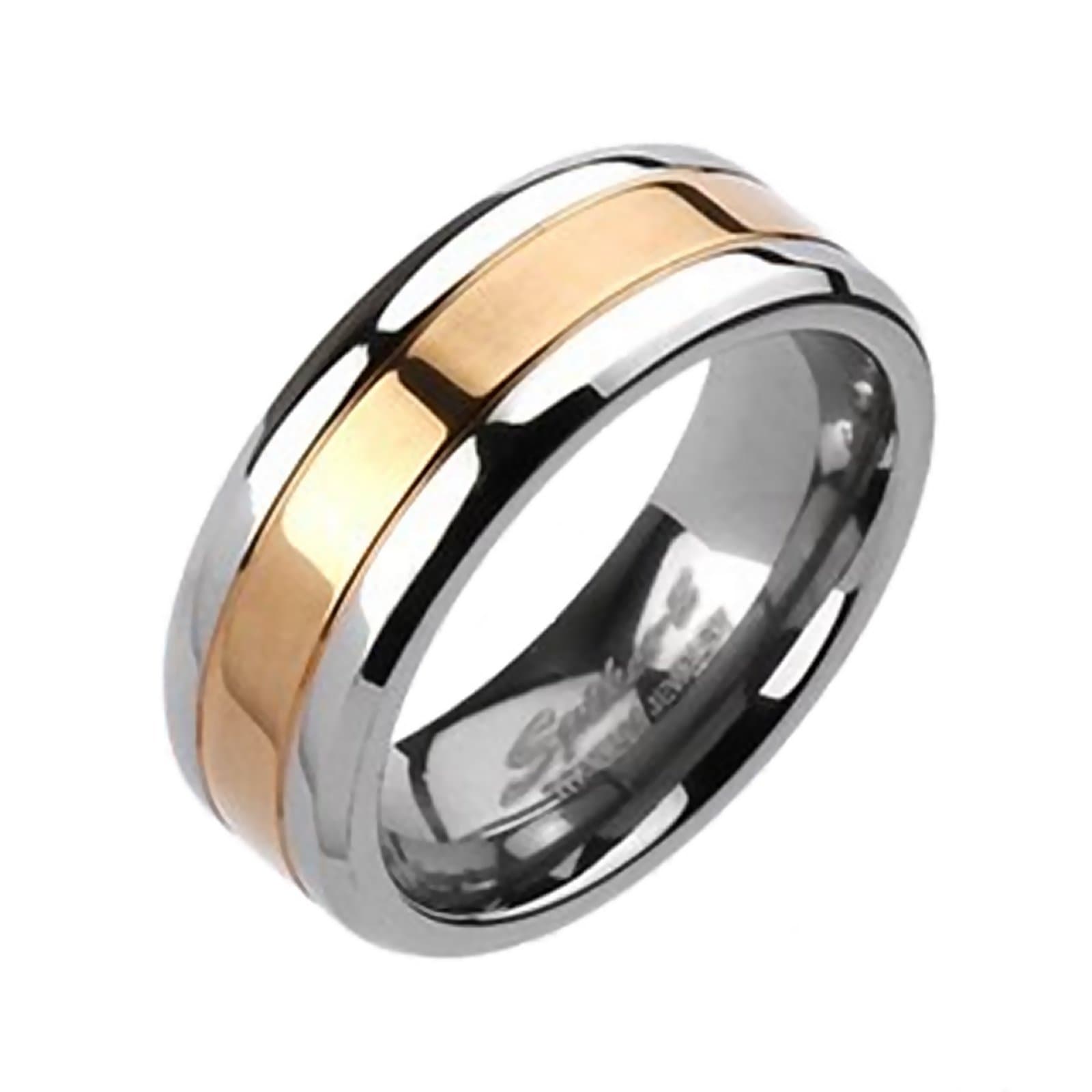 Men's Rose Gold and Silver Titanium Ring - Two-Tone Wedding Band Men's Rose Gold and Silver Titanium Ring - Two-Tone Wedding Band
