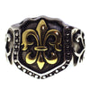 Men's Silver and Gold Stainless Steel Fleur de Lis Royal Signet Ring