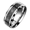 Men's Stainless Steel Ring with Black Carbon Fiber Inlay
