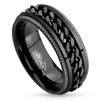 Men's Total Blackout Stainless Steel Chain Spinner Ring