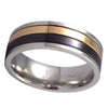 Gold, Black, and Stainless Steel Wedding Band