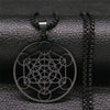 Metatrons Cube Necklace Black Stainless Steel Sacred Geometry Amulet