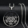 Metatrons Cube Necklace Silver Stainless Steel Sacred Geometry Pendant