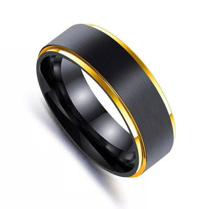 Minimalist Black Gold Ring Stainless Steel Anniversary Wedding Band Right View