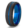 Minimalist Dark Navy Blue Ring Stainless Steel Black Wedding Band