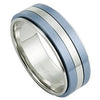 Minimalist Light Blue Spinner Ring Stainless Steel Anti-Anxiety Band Right View