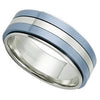 Minimalist Light Blue Spinner Ring Stainless Steel Anti-Anxiety Band Top View