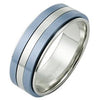 Minimalist Light Blue Spinner Ring Stainless Steel Anti-Anxiety Band