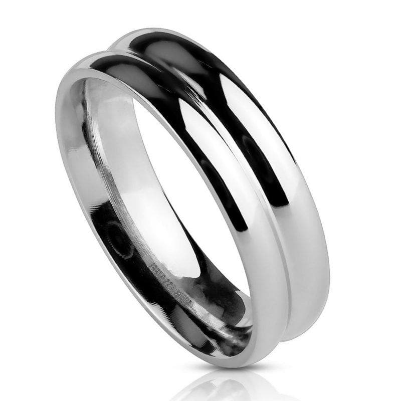 Forever Love Engraved Stainless Steel Anniversary Ring - Gold Plated Band 6MM, Sizes 5-13, For Him Or Her