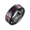 Modern Black and Purple Ring Stainless Steel Wedding Band Black Only Left View