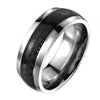 Modern Black Carbon Fiber Titanium Ring Anniversary Wedding Band