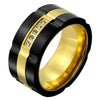 Modern Black Gold Spinner Ring Mens Stainless Steel Anti Anxiety Band
