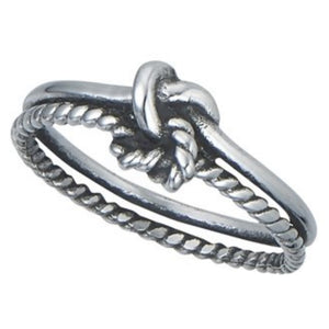 Nautical Sailor Knot Ring Womens Silver Stainless Steel Promise Band