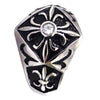 Men's Fleur de Lis Stainless Steel Signet Ring w/CZ Stone