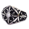 Noblemen Fleur de Lis Stainless Steel Signet Ring w/CZ Stone