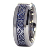 Nordic Viking Celtic Knot Tungsten Dragon Ring With Ice Blue Carbon Fiber 2