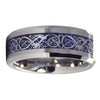Nordic Viking Celtic Knot Tungsten Dragon Ring With Ice Blue Carbon Fiber