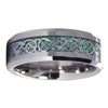 Nordic Viking Celtic Knot Tungsten Dragon Ring With Green Carbon Fiber Inlay