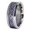 Nordic Viking Celtic Knot Tungsten Dragon Ring With Purple Carbon Fiber 2