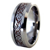 Nordic Viking Celtic Knot Tungsten Dragon Ring - Wood Wedding Band 1