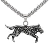 Norse Fenrir Necklace Silver Stainless Steel Viking Wolf Pendant