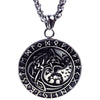 Norse Fenrir Necklace Stainless Steel Rune Wolf Skoll Hati Viking Pendant White