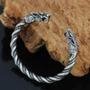 Norse Geri Freki Bracelet Silver Stainless Steel Odins Wolf Viking Cuff